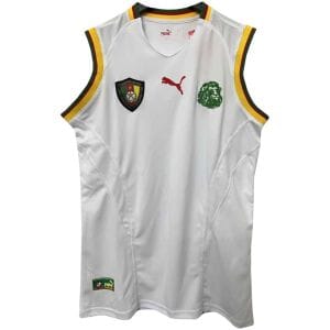 Mens Cameroun Retro Singlet White 2002