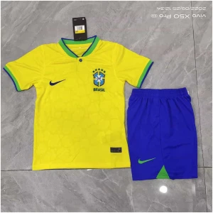 Kids Brazil Home Jersey FIFA World Cup Qatar 2022