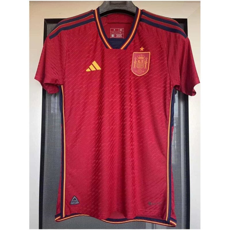 Mens Spain Home Authentic Jersey FIFA World Cup Qatar 2022 – Match