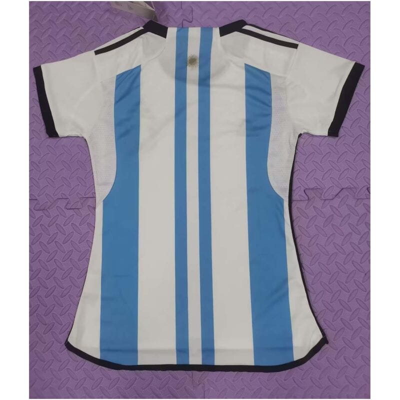 Womens Argentina 3-Star Home Jersey FIFA World Cup Qatar Champions 2022