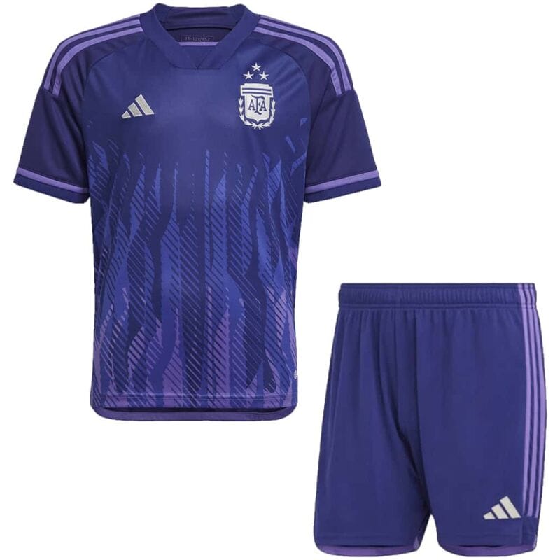 Kids Argentina 3-Star Away Jersey FIFA World Cup Qatar Champions 2022