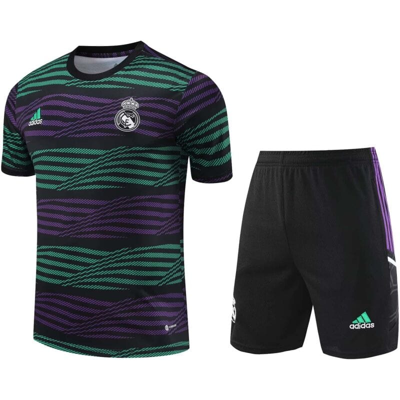 Mens Real Madrid Short Training Suit Green – Purple 2023/24