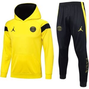 Mens PSG x JORDAN Hoodie Sweatshirt + Pants Suit Yellow 2023/24