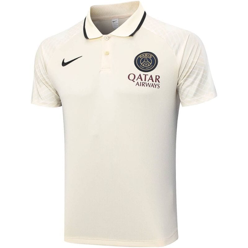 Mens PSG Polo Shirt Beige 2023/24