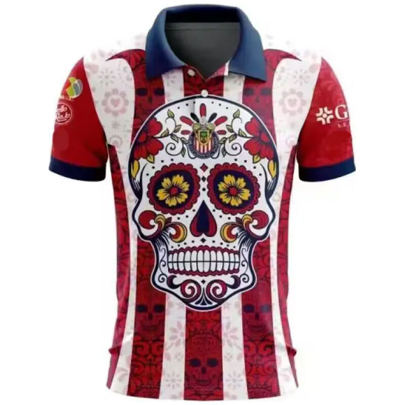 Mens Chivas Special Dia De Muertos Design Polo Shirt 2023/24