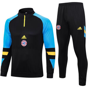 Mens Bayern Munich Training Suit Black – Blue 2023/24