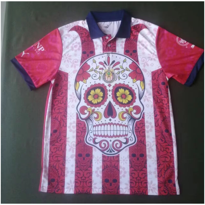 Mens Chivas Special Dia De Muertos Design Polo Shirt 2023/24