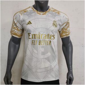 Mens Real Madrid Special Edition White – Gold Dragon Jersey 2023/24