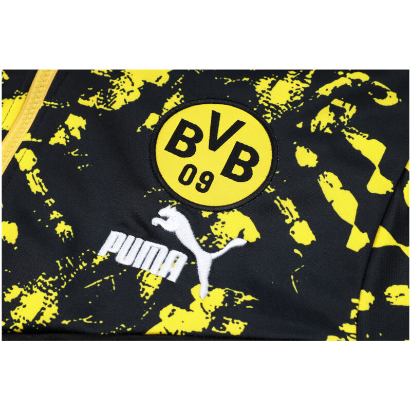 Mens Borussia Dortmund Hoodie Sweatshirt + Pants Training Suit Black 2023/24