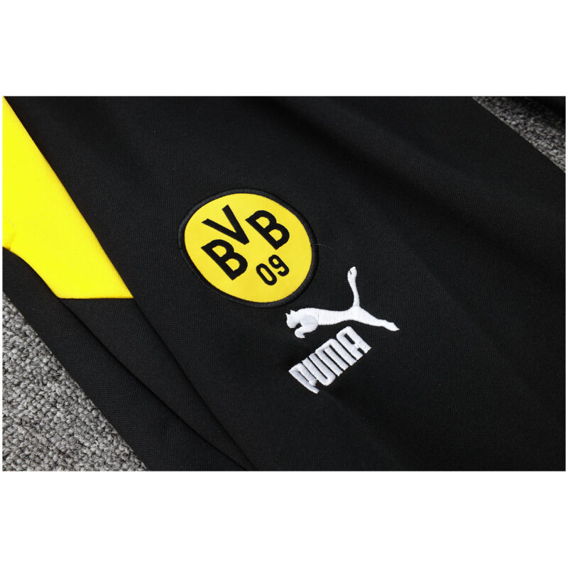 Mens Borussia Dortmund Hoodie Sweatshirt + Pants Training Suit Black 2023/24