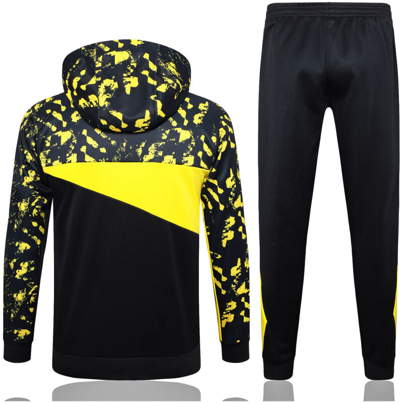 Mens Borussia Dortmund Hoodie Sweatshirt + Pants Training Suit Black 2023/24