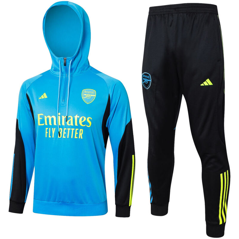 Mens Arsenal Hoodie Sweatshirt + Pants Training Suit Blue 2023/24