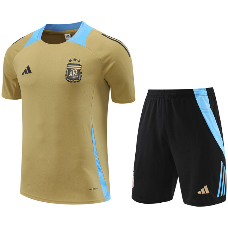 Mens Argentina Short Training Suit Gold 2024