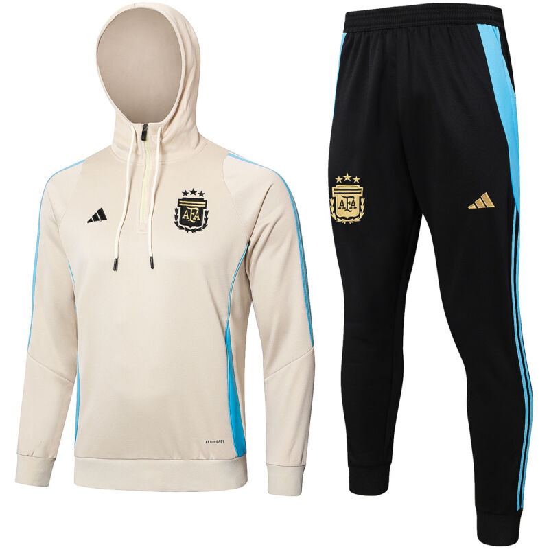 Mens Argentina Hoodie Sweatshirt + Pants Training Suit Cream 2024