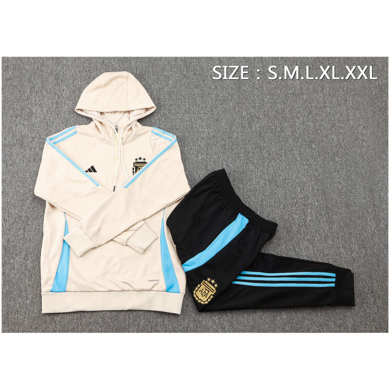 Mens Argentina Hoodie Sweatshirt + Pants Training Suit Cream 2024