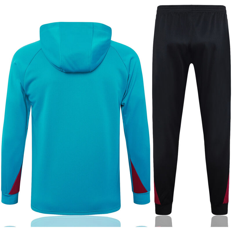 Mens PSG Hoodie Sweatshirt + Pants Training Suit Cyan 2024