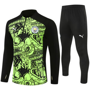 Mens Manchester City Training Suit Green – Black 2024/25