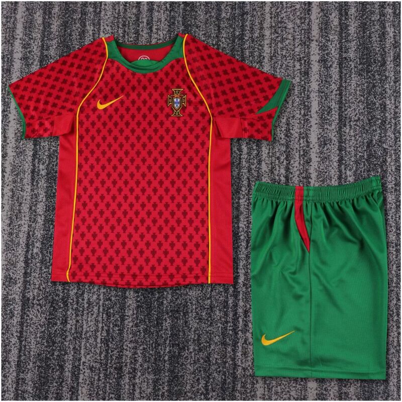 Kids Retro Portugal Home Jersey 2004