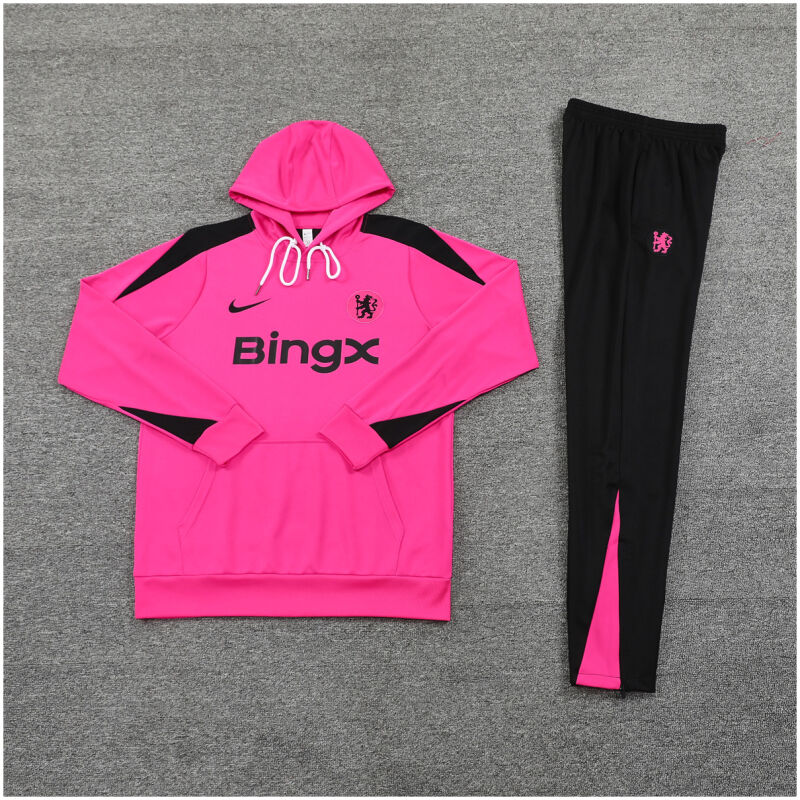 Mens Chelsea Hoodie Sweatshirt + Pants Training Suit Pink 2024/25