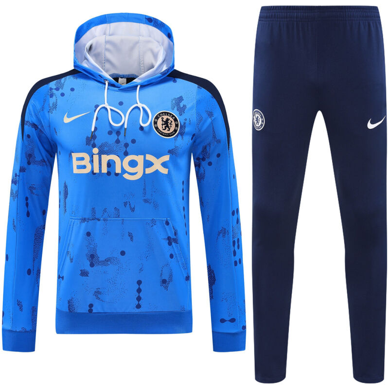 Mens Chelsea Hoodie Sweatshirt + Pants Training Suit Blue Patterns 2024/25