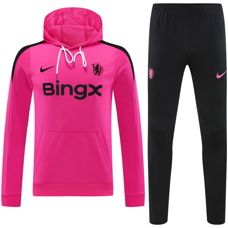 Mens Chelsea Hoodie Sweatshirt + Pants Training Suit Pink 2024/25