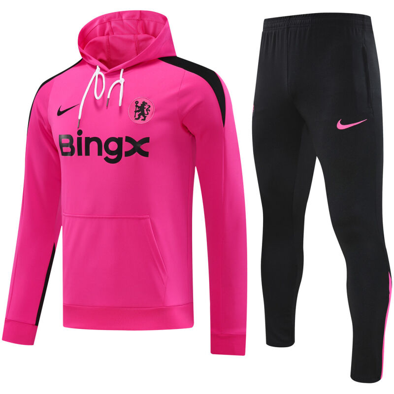 Mens Chelsea Hoodie Sweatshirt + Pants Training Suit Pink 2024/25