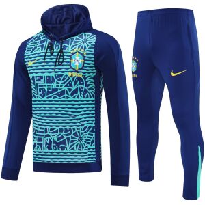 Mens Brazil Hoodie Sweatshirt + Pants Training Suit Navy Green-Patterns 2025