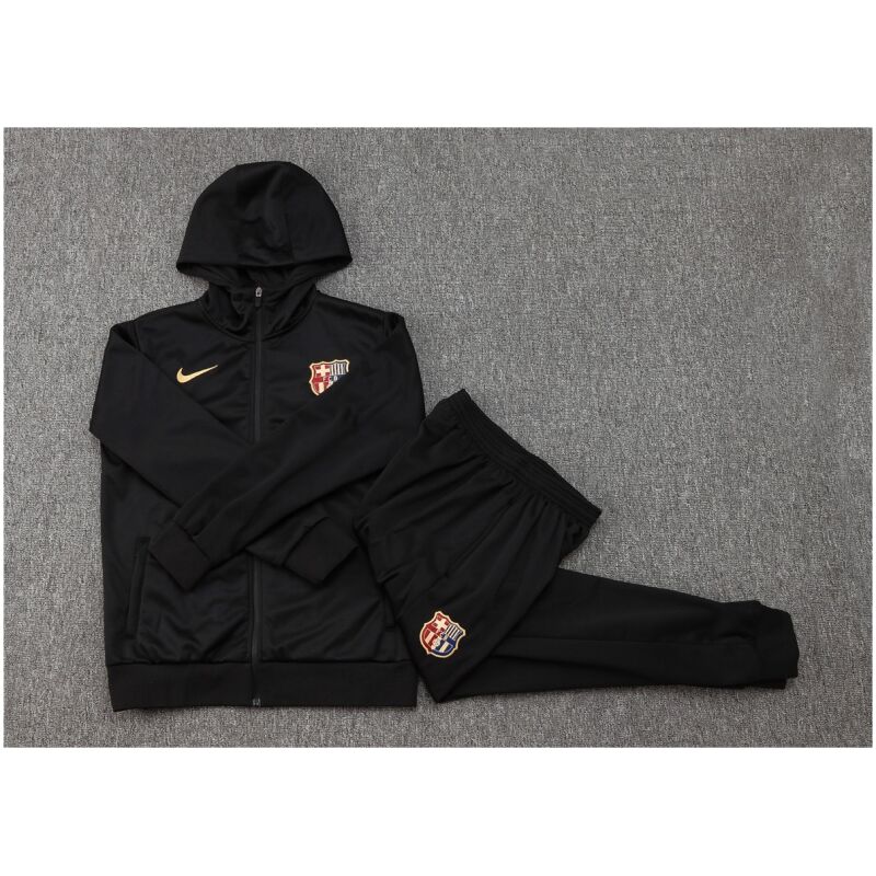 Kids Barcelona Hoodie Jacket + Pants Training Suit Black 2024/25