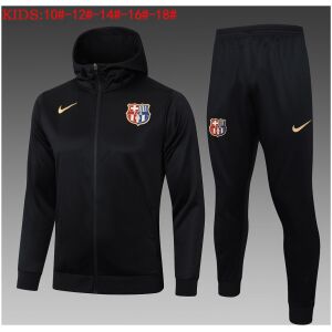 Kids Barcelona Hoodie Jacket + Pants Training Suit Black 2024/25