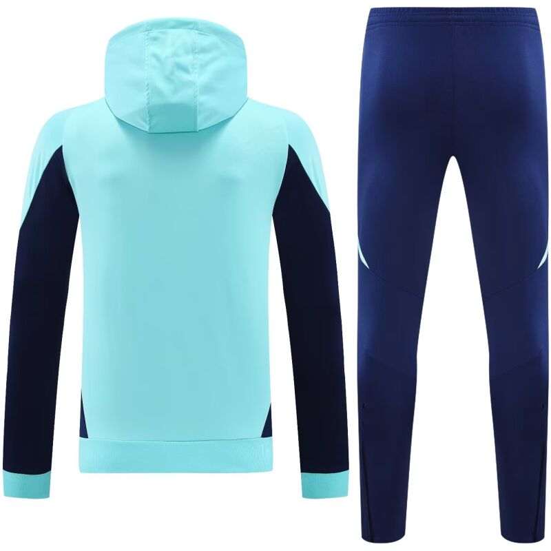 Mens Arsenal Hoodie Sweatshirt + Pants Training Suit Light Blue 2024/25