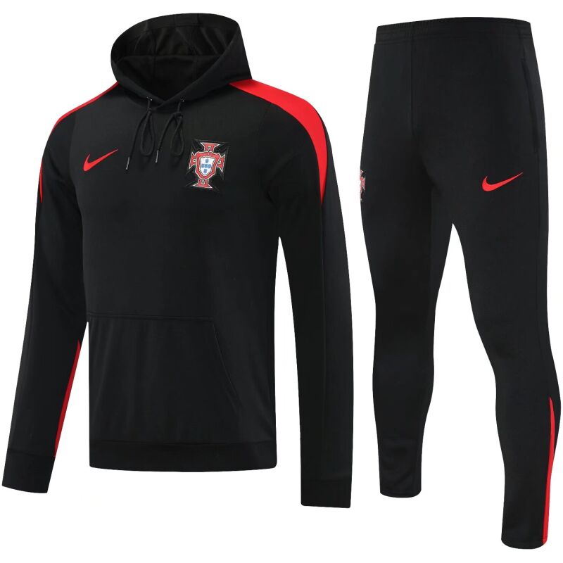 Mens Portugal Hoodie Sweatshirt + Pants Training Suit Black 2025