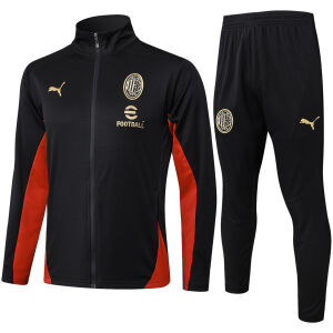 Mens AC Milan Jacket + Pants Training Suit Black 2024/25