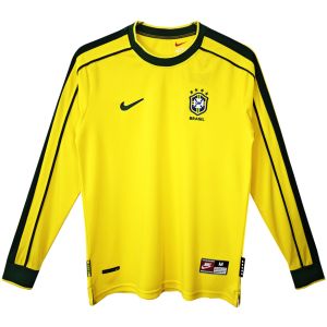 Mens Brazil Retro Home Jersey Long Sleeve 1998