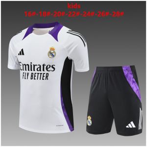 Kids Real Madrid Short Training Suit White 2024/25