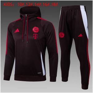 Kids Bayern Munich Hoodie Sweatshirt + Pants Suit Brown 2024/25